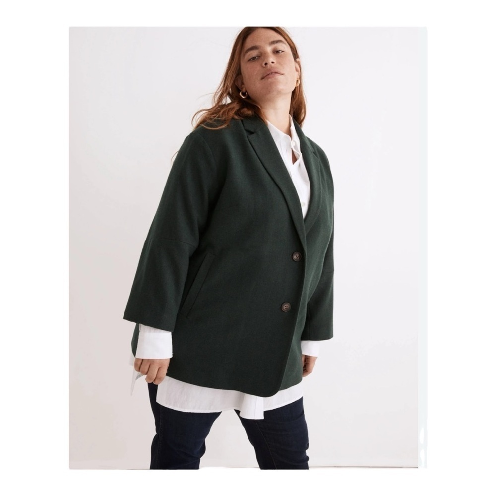 Madewell The Brushed Oversized Dorset Blazer in Hthr Dark Palm Melange NWT